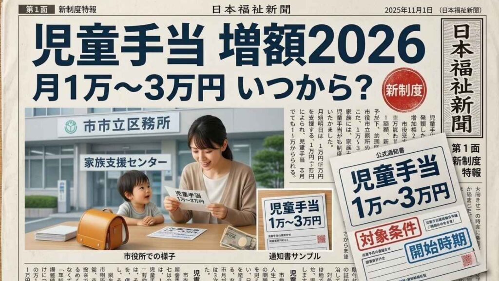 2026年児童手当が大幅増額！月1〜3万円で家庭に何が変わる？